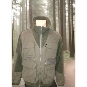 Cabelas Mens Jacket Shooting Hunting Coat Zip Nylon & Fleece Pockets Size M